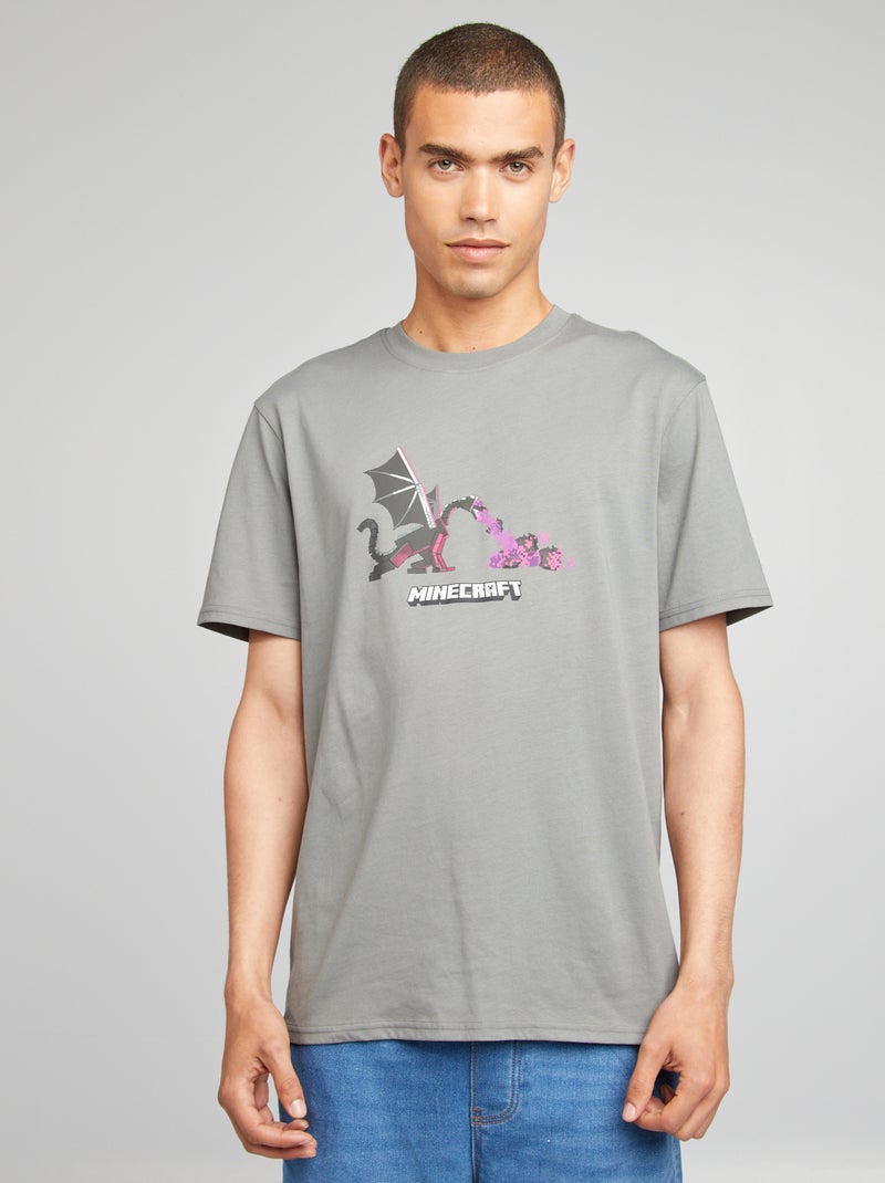 T-shirt à manches courtes 'Minecraft' gris - Kiabi