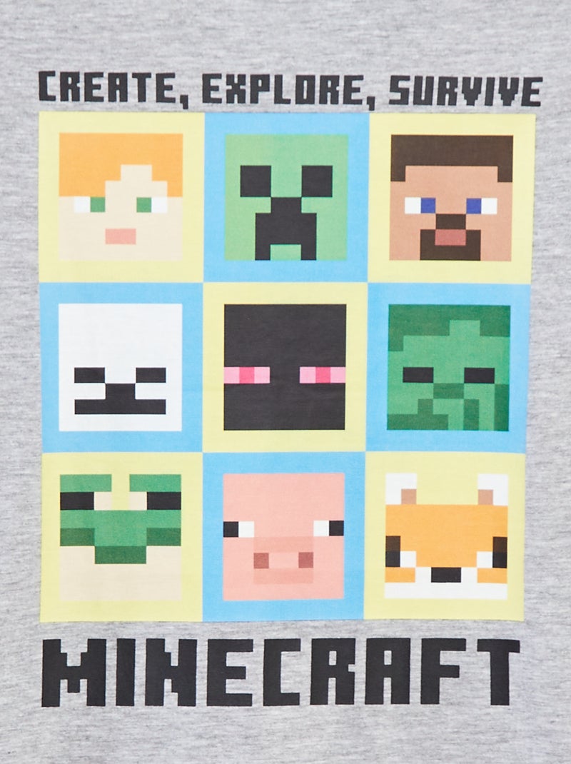 T-shirt à manches courtes 'Minecraft' GRIS - Kiabi