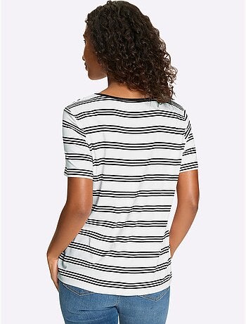 T-shirt à Manches Courtes Motif à Rayures Mode - Taille Standard - Helline