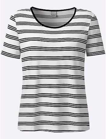 T-shirt à Manches Courtes Motif à Rayures Mode - Taille Standard - Helline