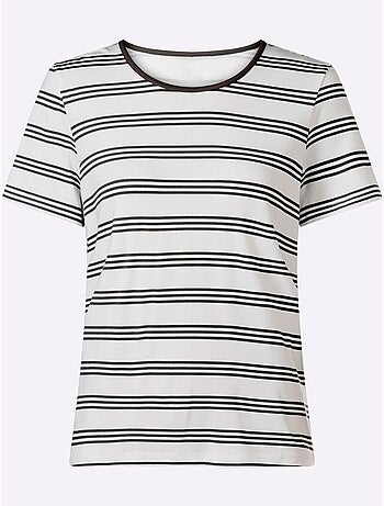 T-shirt à Manches Courtes Motif à Rayures Mode - Taille Standard - Helline