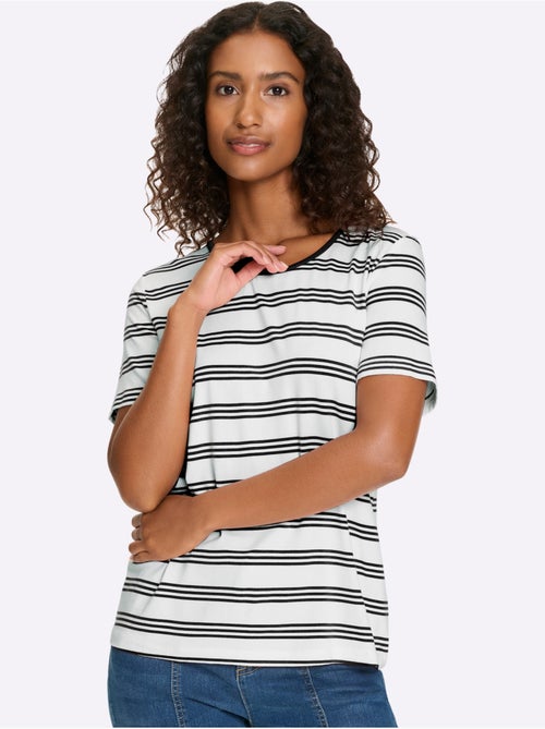 T-shirt à Manches Courtes Motif à Rayures Mode - Taille Standard - helline - Kiabi