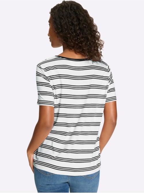 T-shirt à Manches Courtes Motif à Rayures Mode - Taille Standard - helline - Kiabi