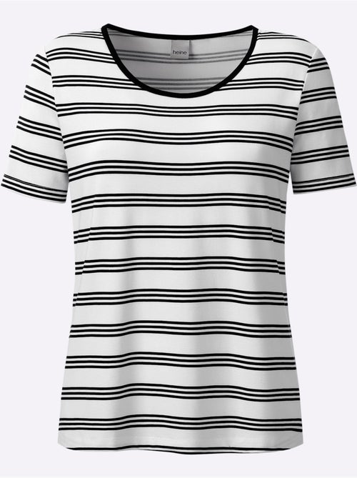 T-shirt à Manches Courtes Motif à Rayures Mode - Taille Standard - helline - Kiabi