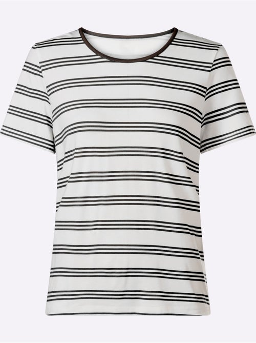 T-shirt à Manches Courtes Motif à Rayures Mode - Taille Standard - helline - Kiabi