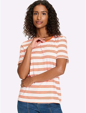 T-shirt à Manches Courtes Motif à Rayures Mode - Taille Standard - Helline
