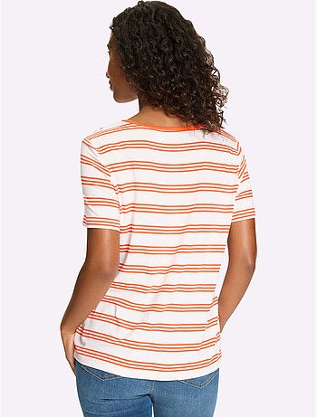 T-shirt à Manches Courtes Motif à Rayures Mode - Taille Standard - Helline