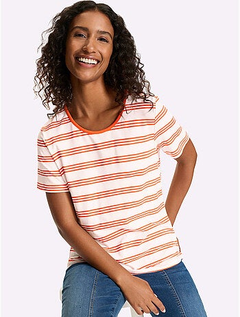 T-shirt à Manches Courtes Motif à Rayures Mode - Taille Standard - Helline