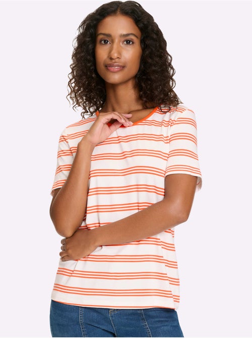 T-shirt à Manches Courtes Motif à Rayures Mode - Taille Standard - helline - Kiabi