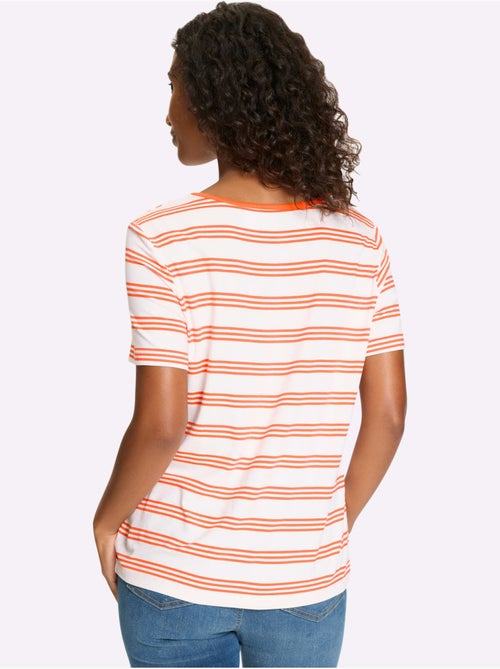 T-shirt à Manches Courtes Motif à Rayures Mode - Taille Standard - helline - Kiabi