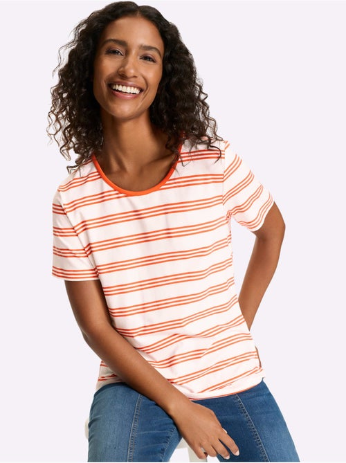 T-shirt à Manches Courtes Motif à Rayures Mode - Taille Standard - helline - Kiabi