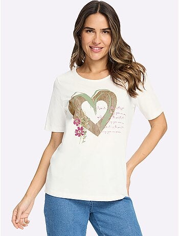 T-shirt à manches courtes motif cœur - taille standard - moda vilona