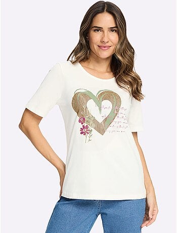 T-shirt à manches courtes motif cœur - taille standard - moda vilona