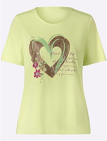T-shirt à Manches Courtes Motif Cœur - Taille Standard - Moda Vilona