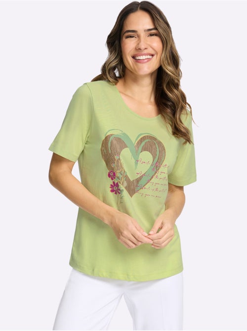 T-shirt à Manches Courtes Motif Cœur - Taille Standard - Moda Vilona - Kiabi T-shirt à Manches Courtes Motif Cœur - Taille Standard - Moda Vilona - Kiabi