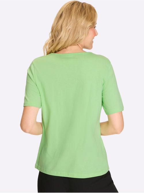 T-shirt à Manches Courtes Motif Floral Devant - Taille Standard - Moda Vilona - Kiabi