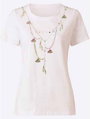 T-shirt à Manches Courtes Motif Imprimé - Taille Standard - Helline