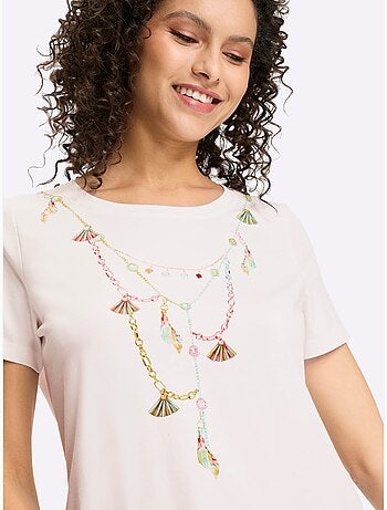 T-shirt à Manches Courtes Motif Imprimé - Taille Standard - Helline