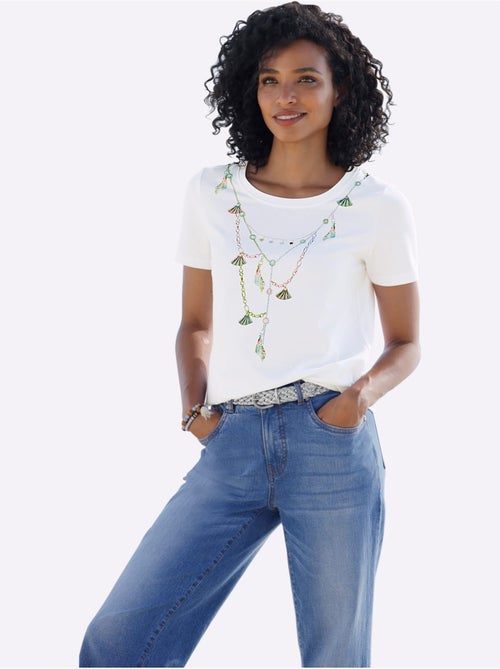 T-shirt à Manches Courtes Motif Imprimé - Taille Standard - Helline - Kiabi T-shirt à Manches Courtes Motif Imprimé - Taille Standard - Helline - Kiabi