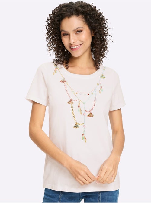 T-shirt à Manches Courtes Motif Imprimé - Taille Standard - Helline - Kiabi T-shirt à Manches Courtes Motif Imprimé - Taille Standard - Helline - Kiabi
