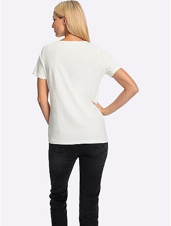 T-shirt à Manches Courtes Motif Imprimé - Taille Standard - Helline
