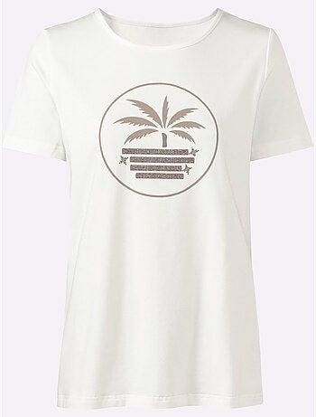 T-shirt à Manches Courtes Motif Imprimé - Taille Standard - Helline