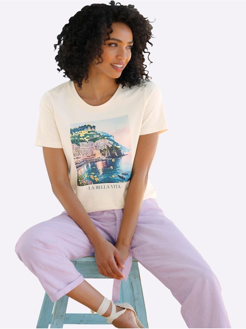 T-shirt à Manches Courtes Motif Imprimé - Taille Standard - Helline - Kiabi