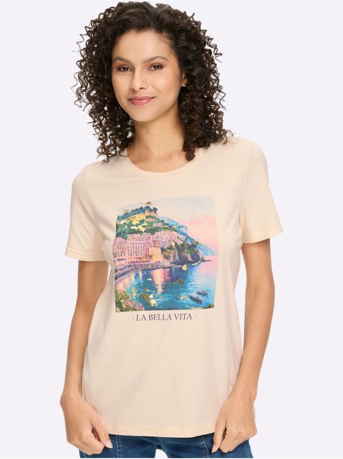 T-shirt à Manches Courtes Motif Imprimé - Taille Standard - Helline - Kiabi