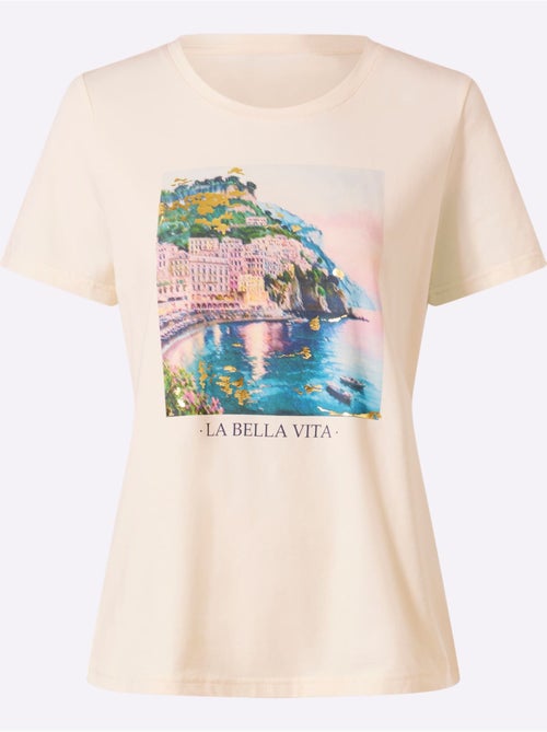 T-shirt à Manches Courtes Motif Imprimé - Taille Standard - Helline - Kiabi