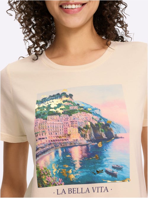 T-shirt à Manches Courtes Motif Imprimé - Taille Standard - Helline - Kiabi