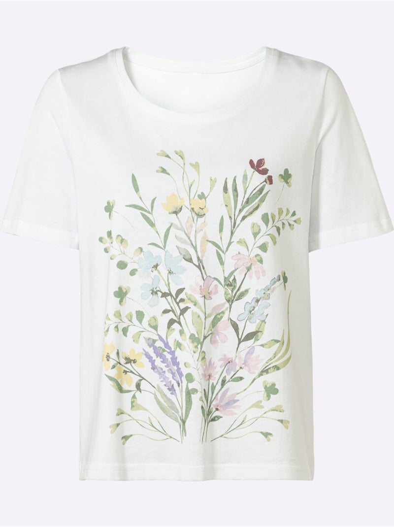 T-shirt à Manches Courtes Motif Imprimé - Taille Standard - Witt Ecru - Kiabi