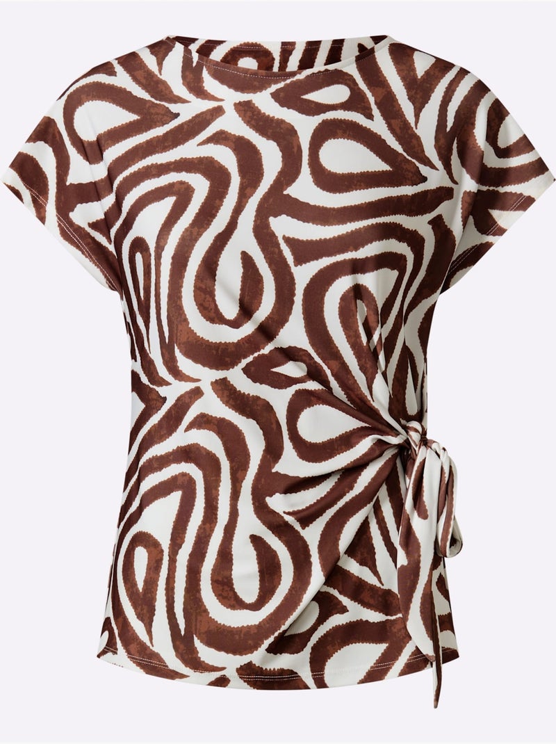 T-shirt à Manches Courtes Motif Imprimé Exclusif - Taille Standard - Helline Ecru - Kiabi