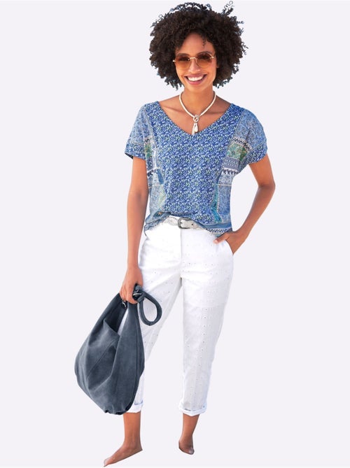 T-shirt à Manches Courtes Motif Patchwork - Taille Standard - helline - Kiabi