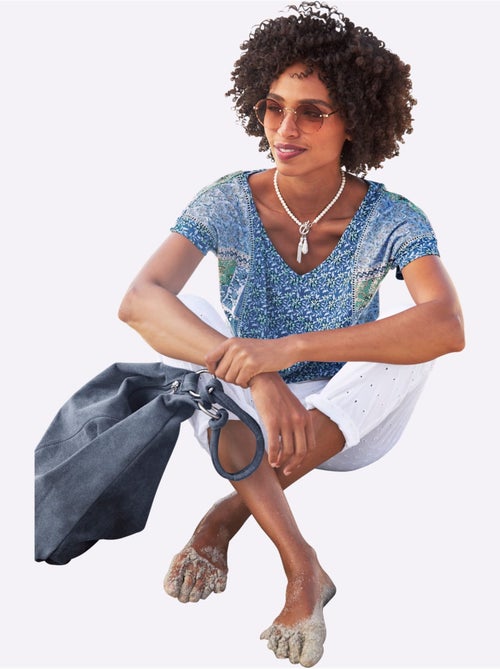 T-shirt à Manches Courtes Motif Patchwork - Taille Standard - helline - Kiabi