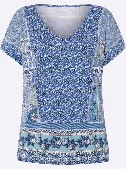 T-shirt à Manches Courtes Motif Patchwork - Taille Standard - helline - Kiabi