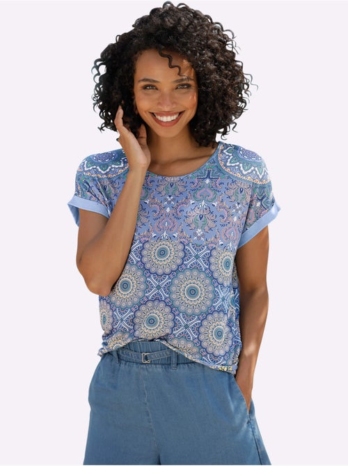 T-shirt à Manches Courtes Motif Patchwork - Taille Standard - Helline - Kiabi