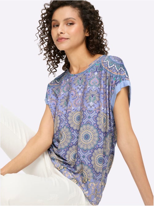 T-shirt à Manches Courtes Motif Patchwork - Taille Standard - Helline - Kiabi