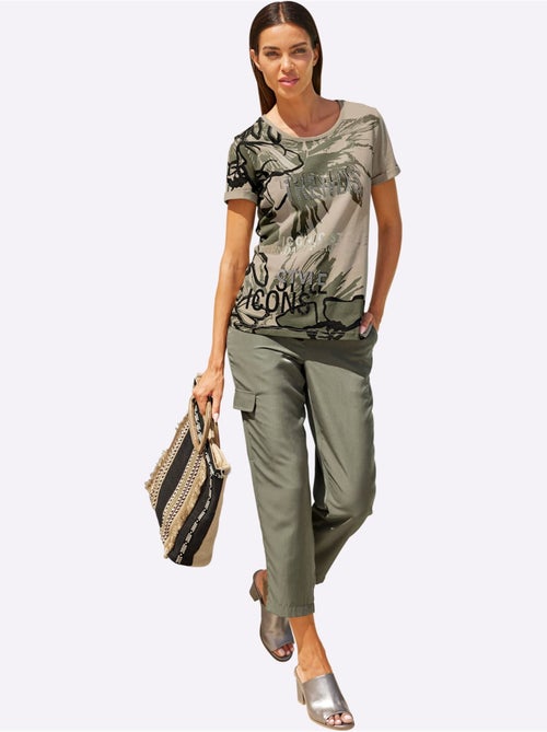 T-shirt à Manches Courtes Motifs Floraux - Taille Standard - helline - Kiabi