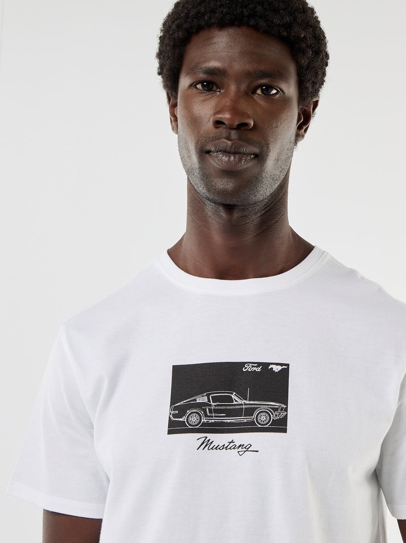 T-shirt à manches courtes 'Mustang' Blanc - Kiabi