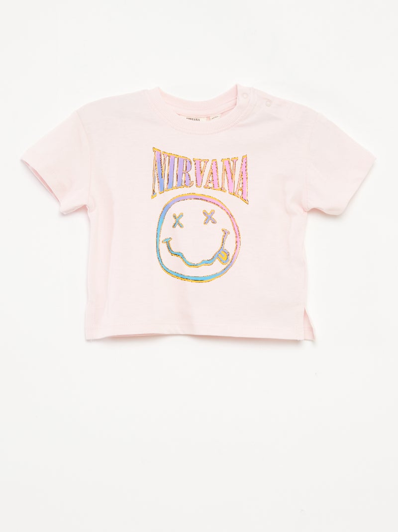 T-shirt à manches courtes 'Nirvana' ROSE - Kiabi