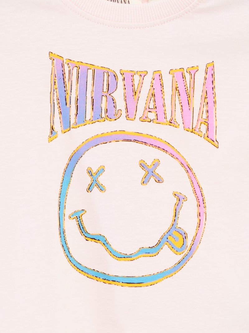 T-shirt à manches courtes 'Nirvana' ROSE - Kiabi