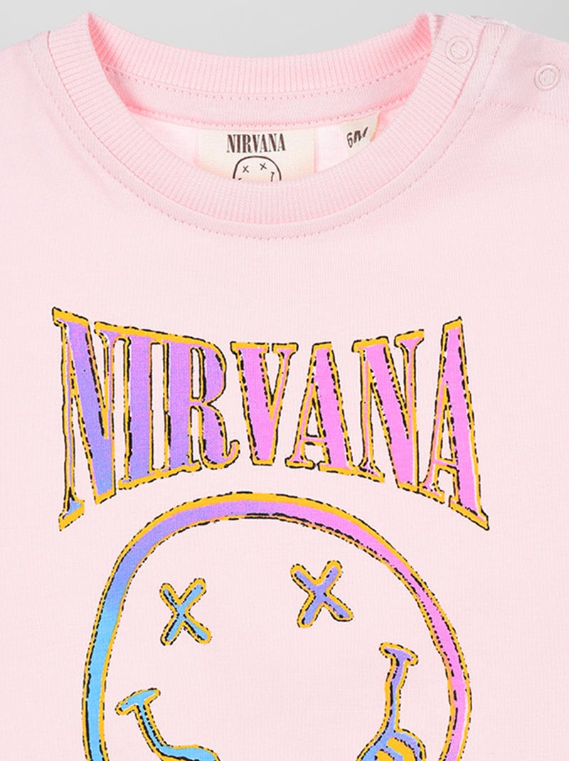 T-shirt à manches courtes 'Nirvana' ROSE - Kiabi