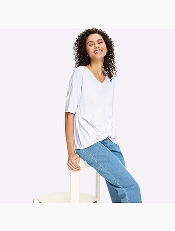 T-shirt à Manches Courtes Nœud Décoratif Tendance - Taille Standard - helline