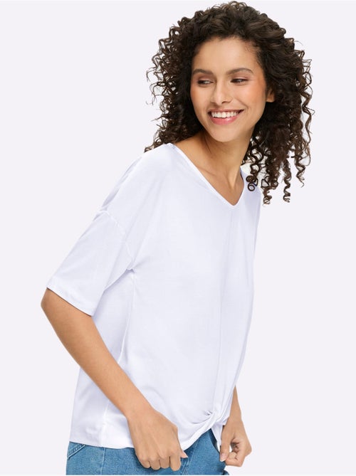 T-shirt à Manches Courtes Nœud Décoratif Tendance - Taille Standard - helline - Kiabi
