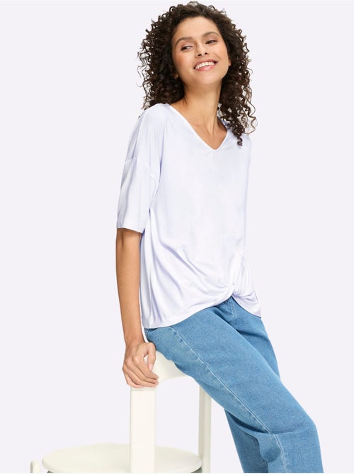 T-shirt à Manches Courtes Nœud Décoratif Tendance - Taille Standard - helline - Kiabi