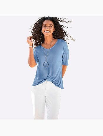 T-shirt à Manches Courtes Nœud Décoratif Tendance - Taille Standard - helline