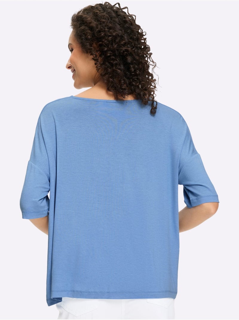 T-shirt à Manches Courtes Nœud Décoratif Tendance - Taille Standard - Helline Bleu ciel - Kiabi