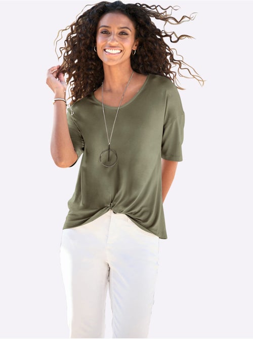 T-shirt à Manches Courtes Nœud Décoratif Tendance - Taille Standard - helline - Kiabi