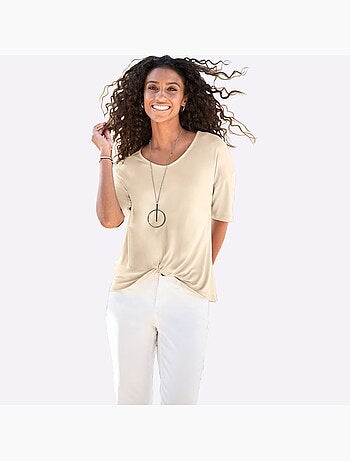 T-shirt à Manches Courtes Nœud Décoratif Tendance - Taille Standard - helline