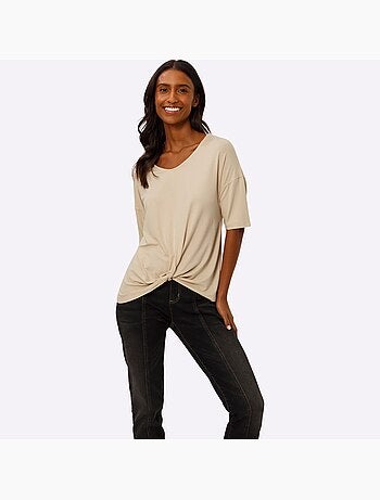 T-shirt à Manches Courtes Nœud Décoratif Tendance - Taille Standard - helline